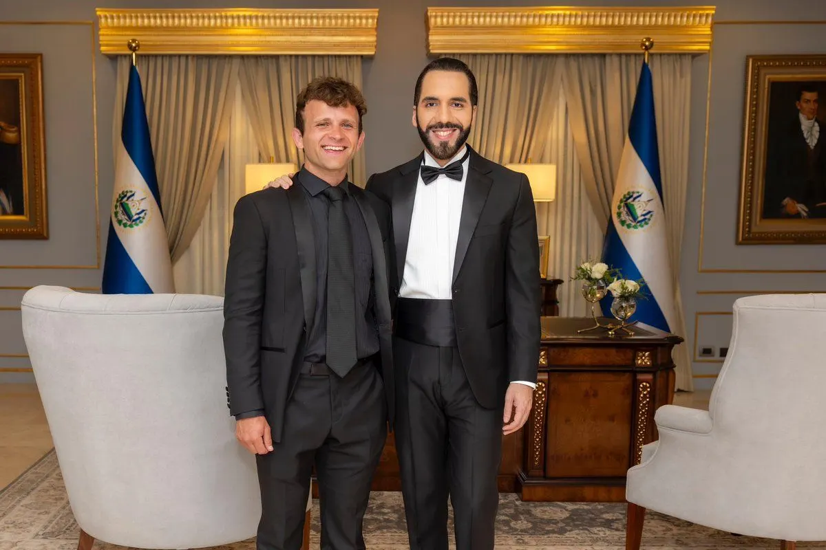 Jack Mallers (left) pictured together with El Salvador's president Nayib Bukele