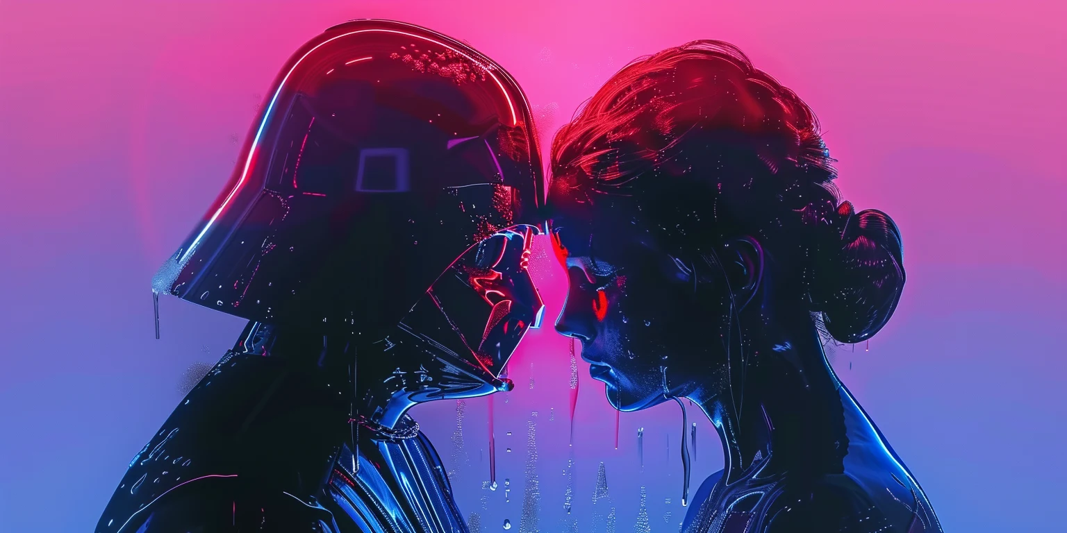 Sad Darth Vader and princess Leia