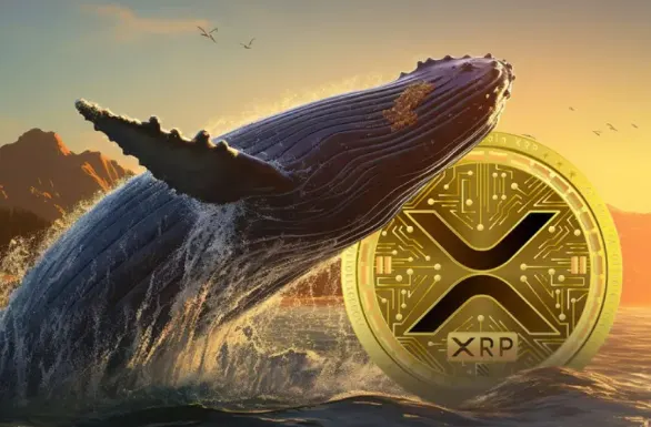 a whale jumping out the ocean with a Ripple coin