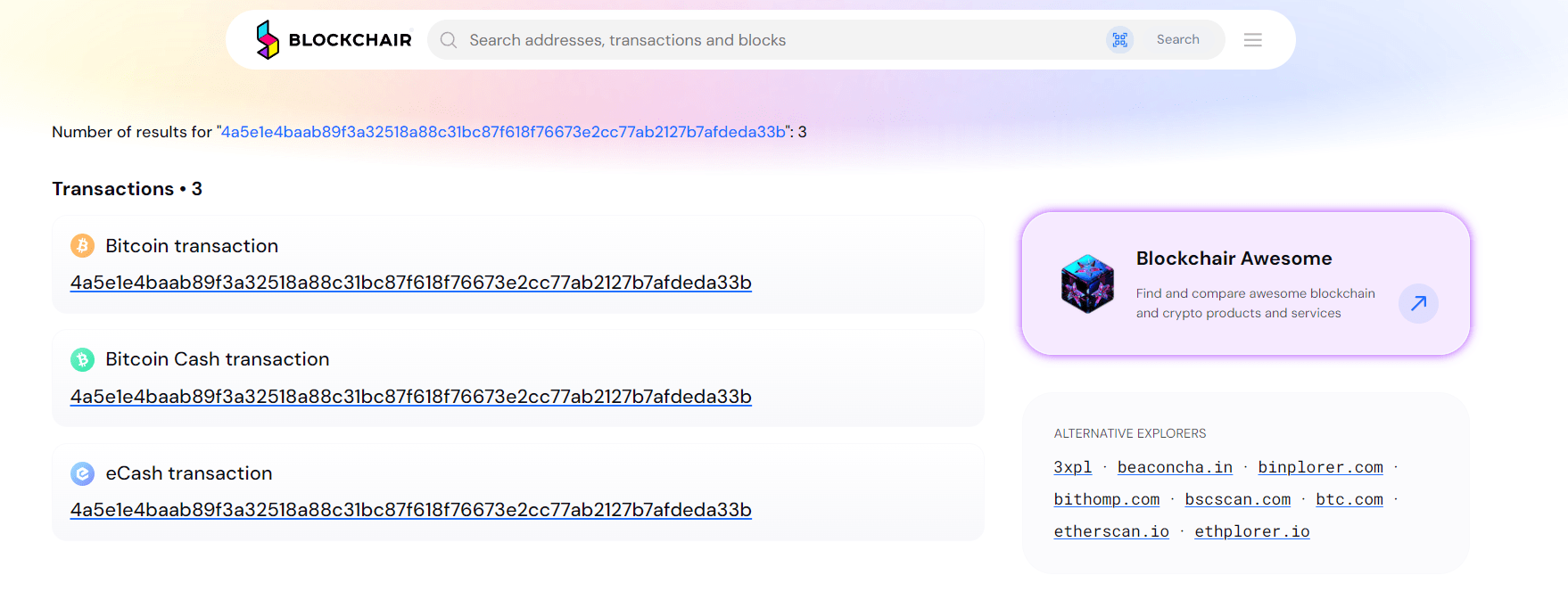 Blockchair transaction details