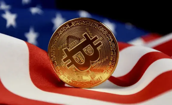 Bitcoin on a US flag