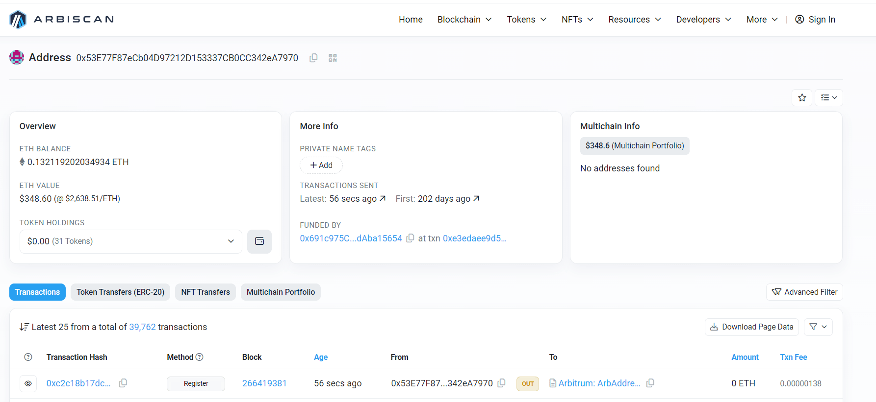 Arbiscan address scanning