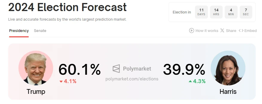 Polymarket US election odds