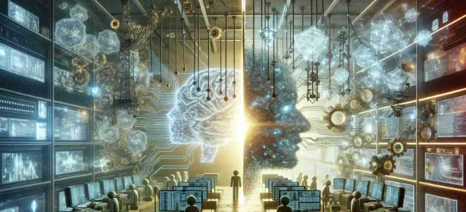 A digital brain surrounded by computers