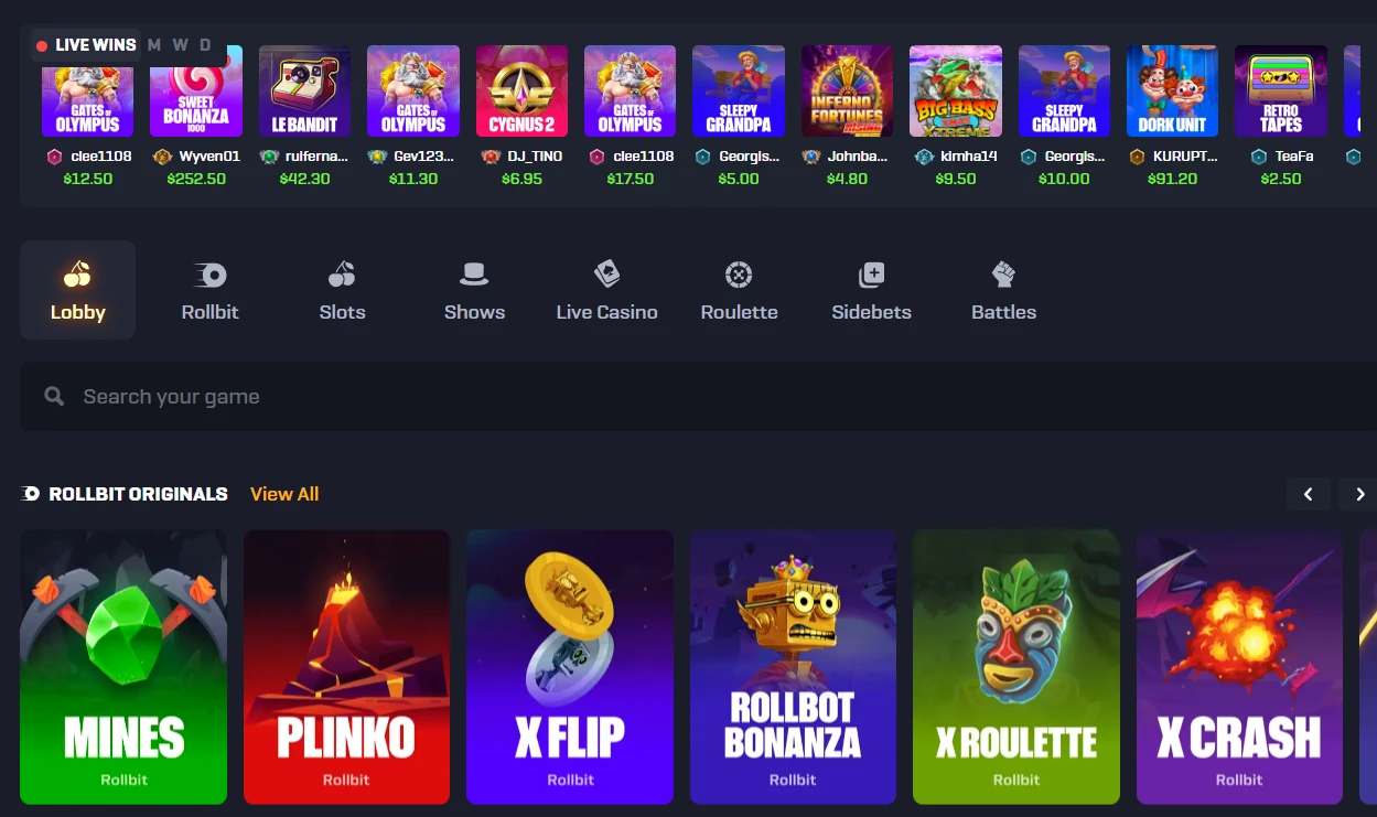 Rollbit Coin home page