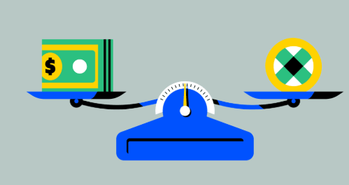 a coin and wallet on a scale
