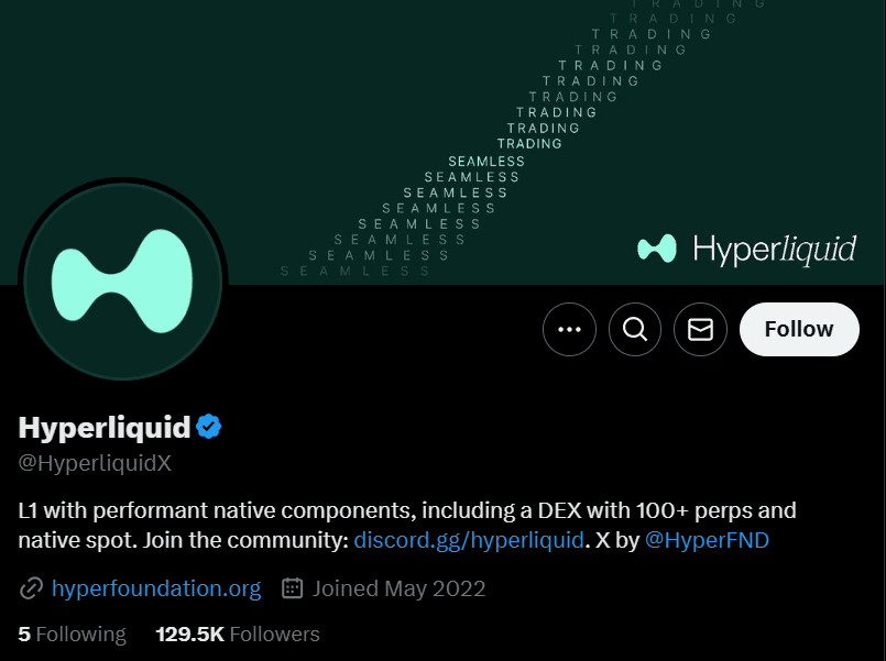 Hyperliquid X page
