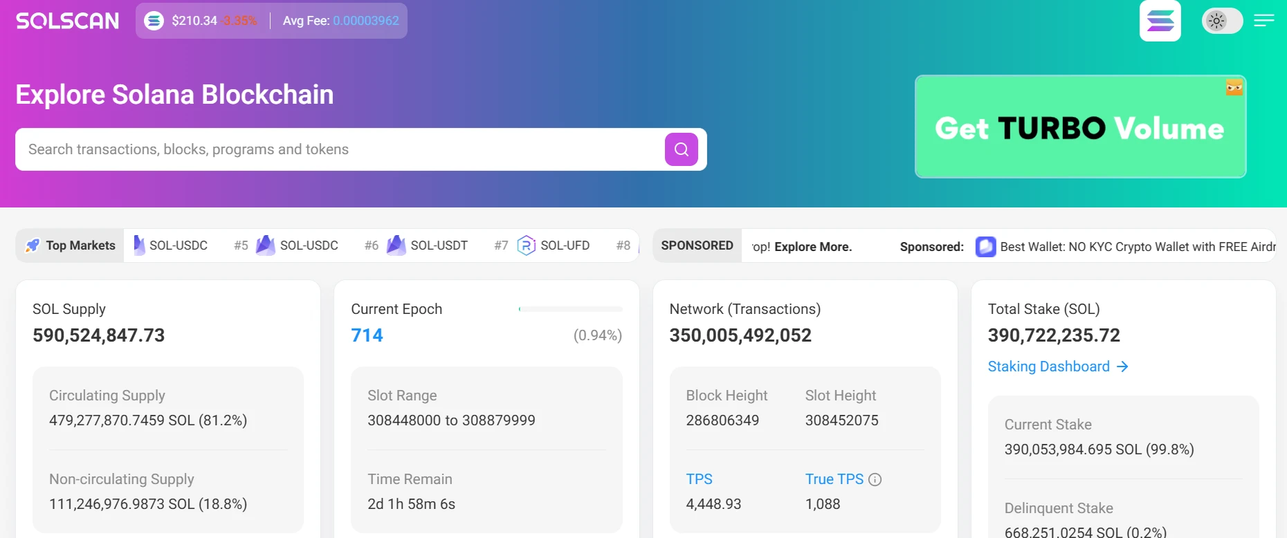 Solscan dashboard