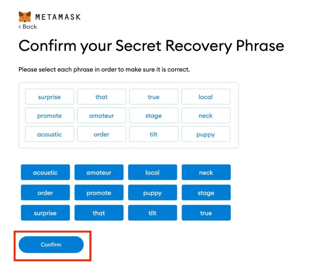 Recovery phrase