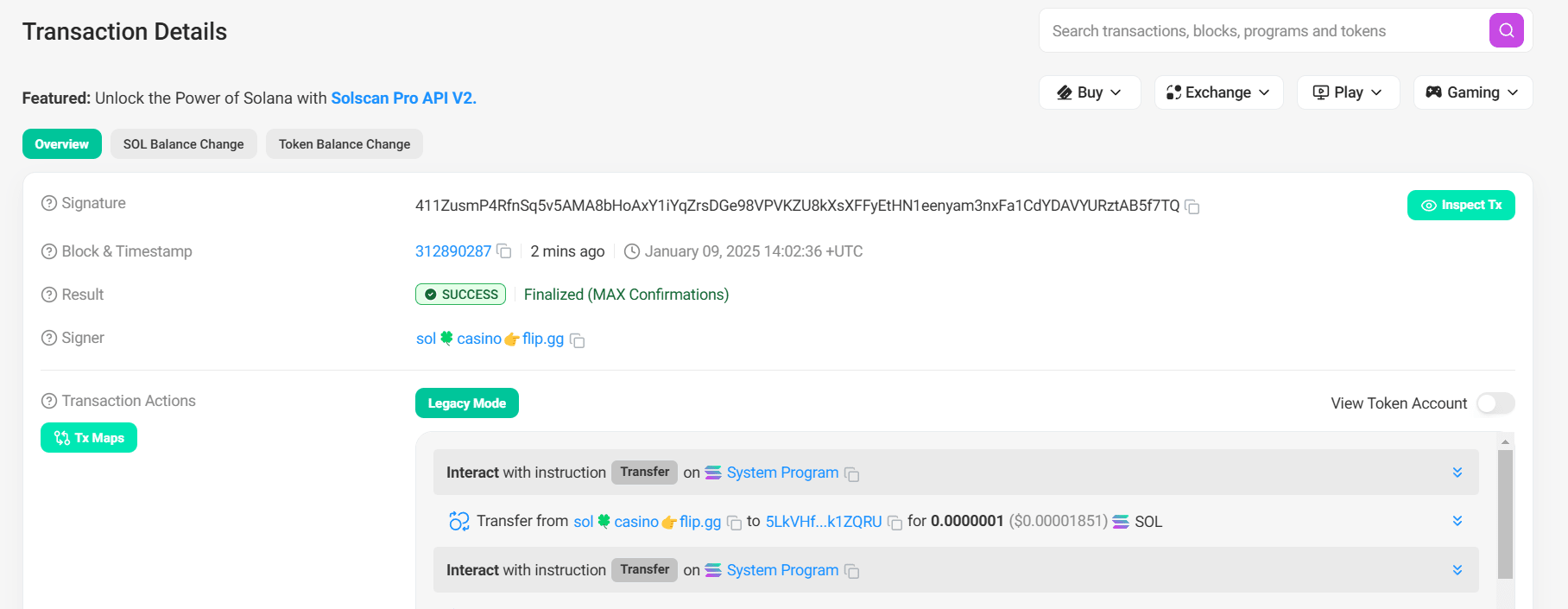 Solscan transaction details