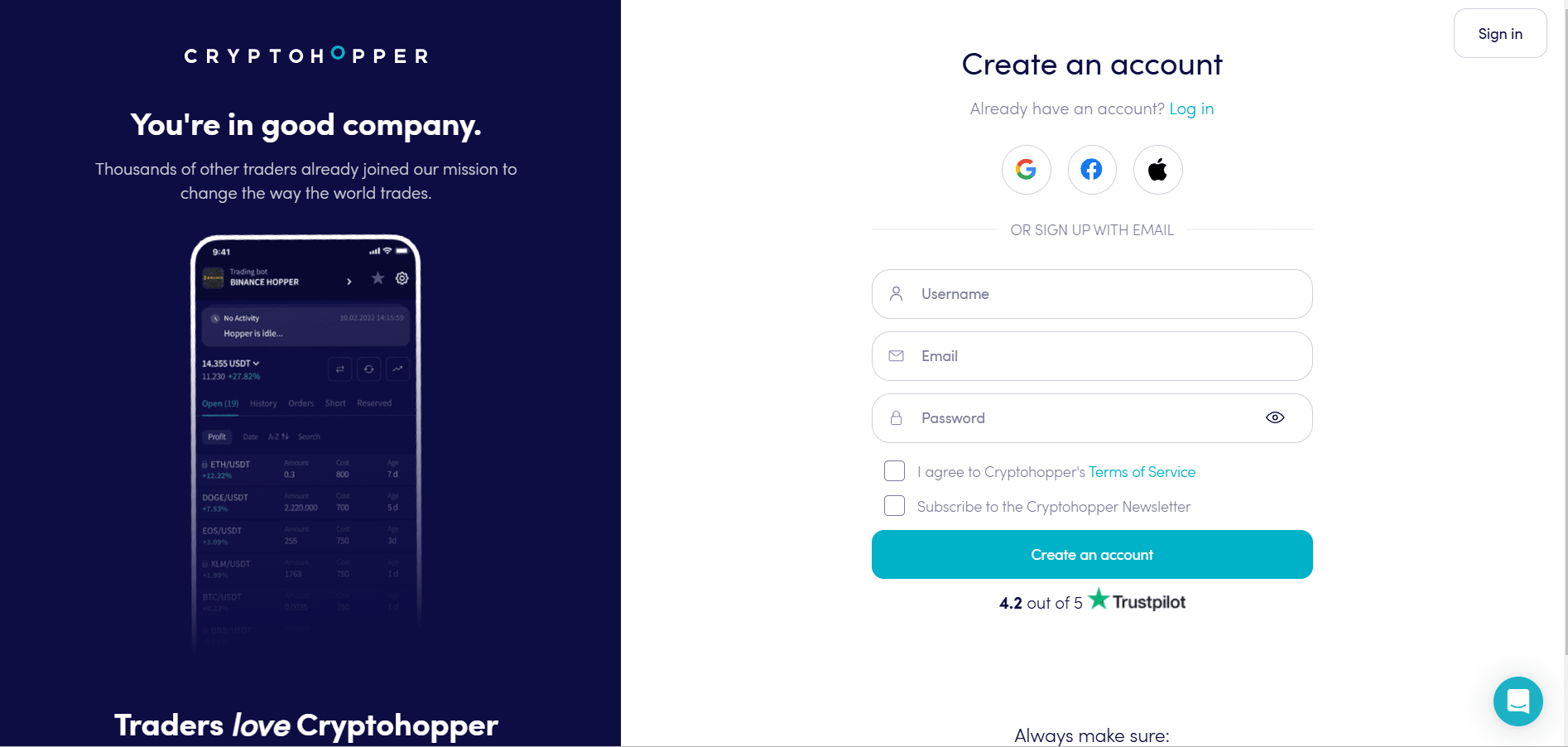 Cryptohopper login