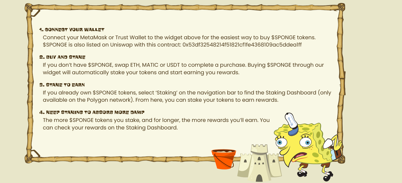 how to stake Sponge