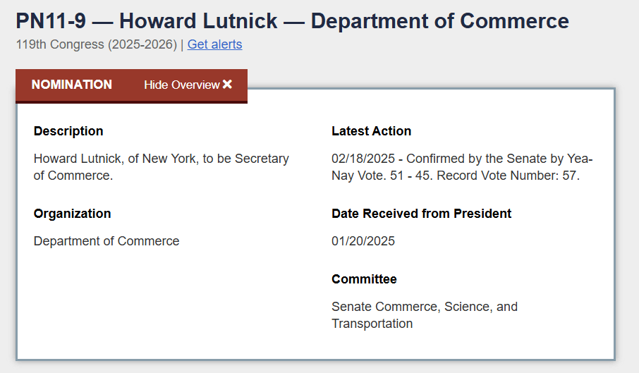 Lutnick confirmation