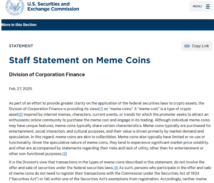 SEC statement