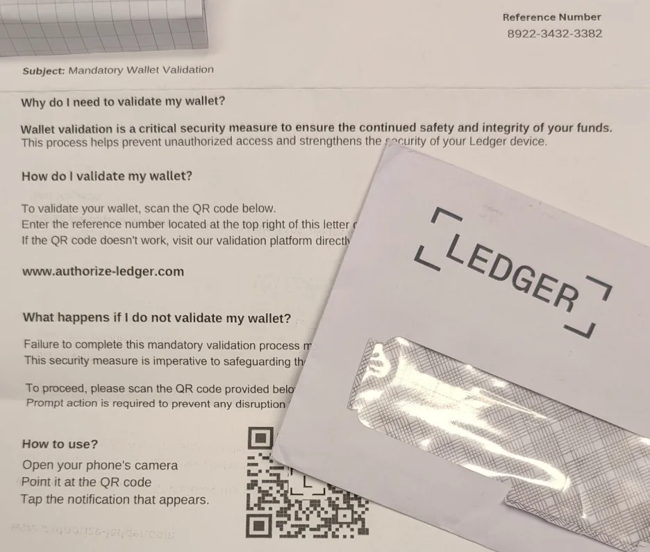 Ledger scam letter