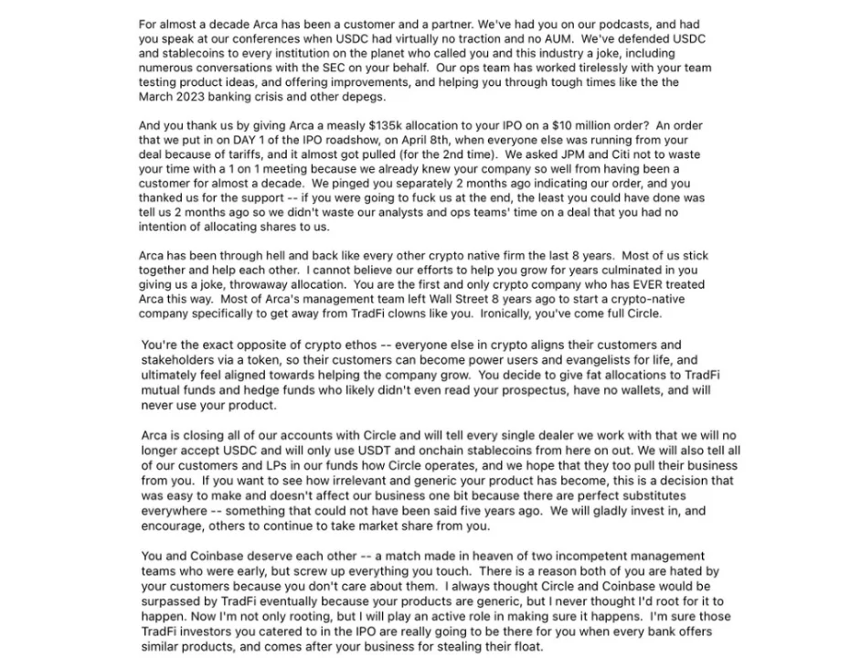 Full open letter to Circle