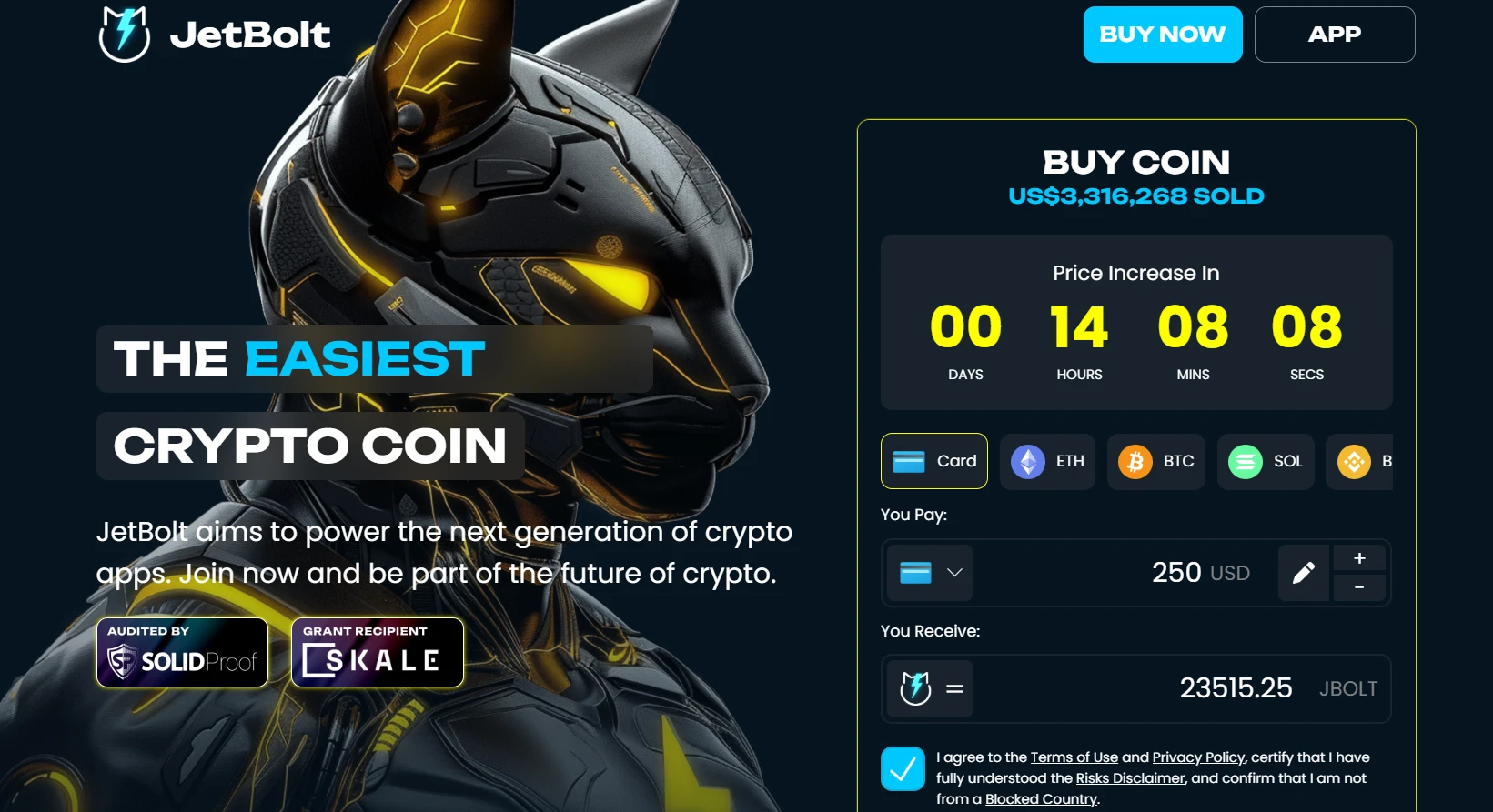 Jetbolt presale home page