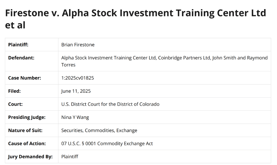Firestone lawsuit against Alpha Stock Investment