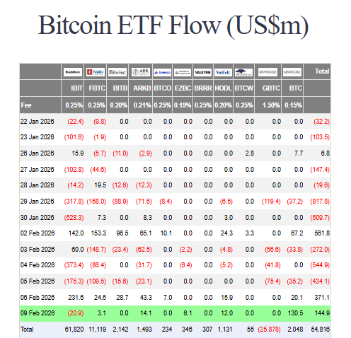 Bitcoin ETF flows