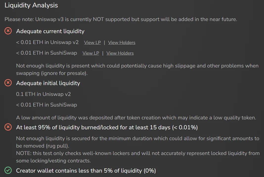 Token Sniffer PSYOP liquidity analysis
