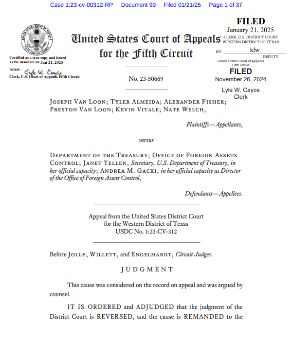 Tornado Cash Sanctions Court Ruling