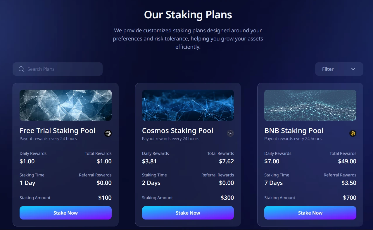 United Staking crypto staking screen