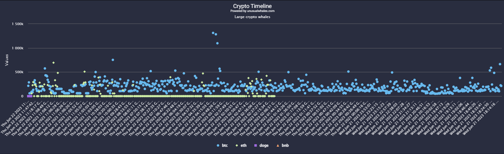 Unusual Whales' Large Crypto Whales Chart