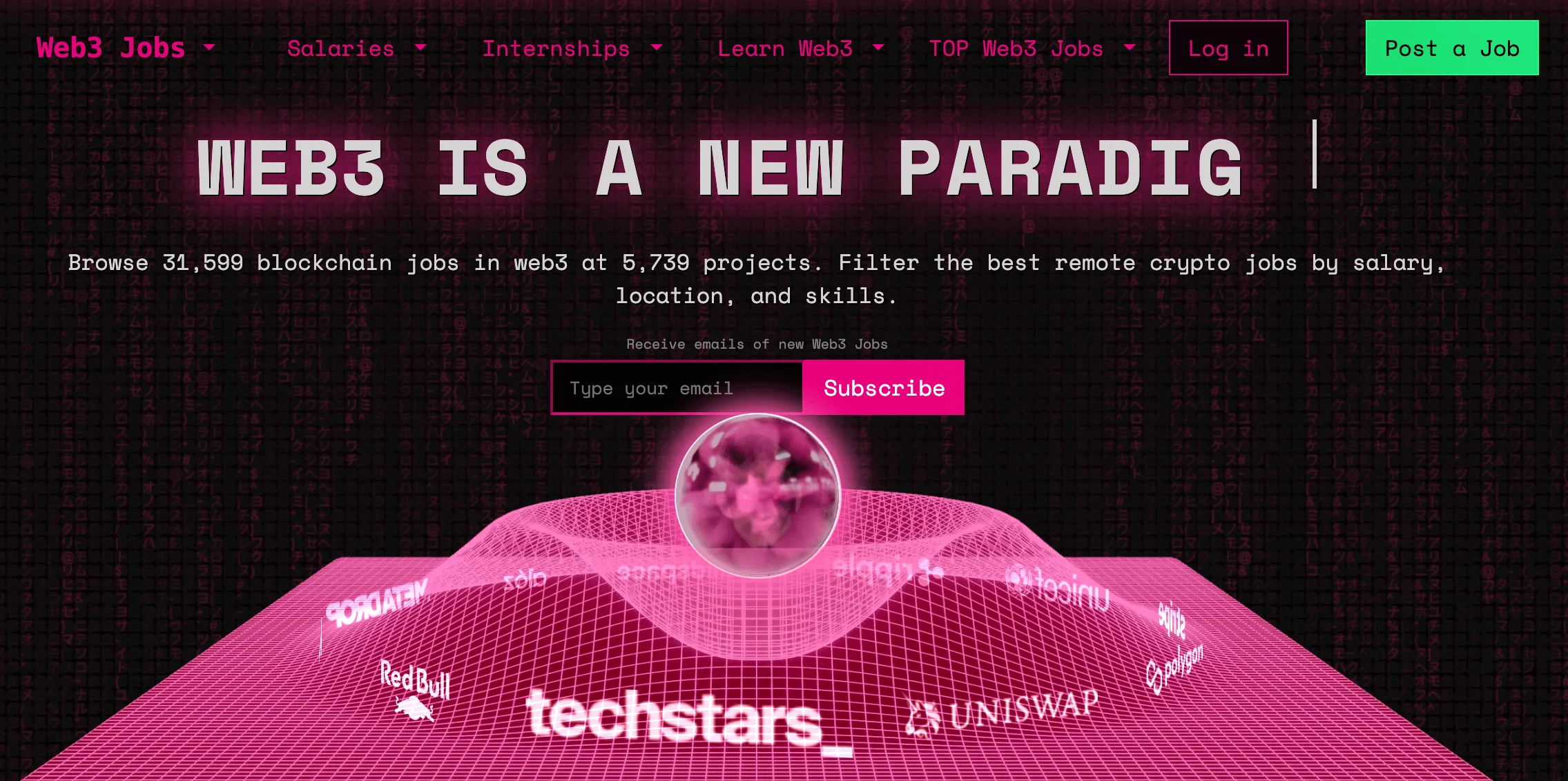 A screenshot of Web3 Jobs website