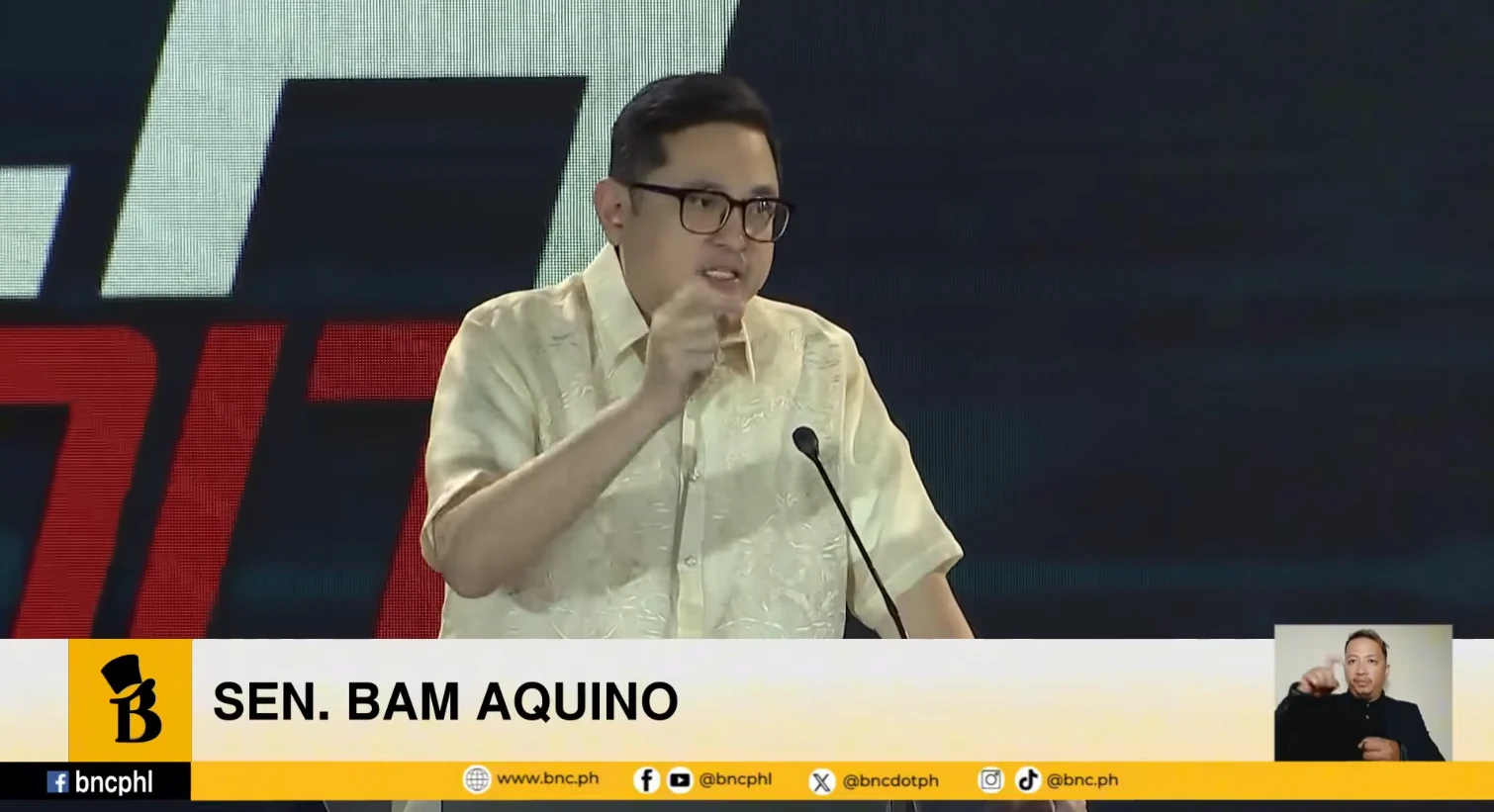 Philippine Senator Bam Aquino. Source: Youtube/Bilyonaryo
