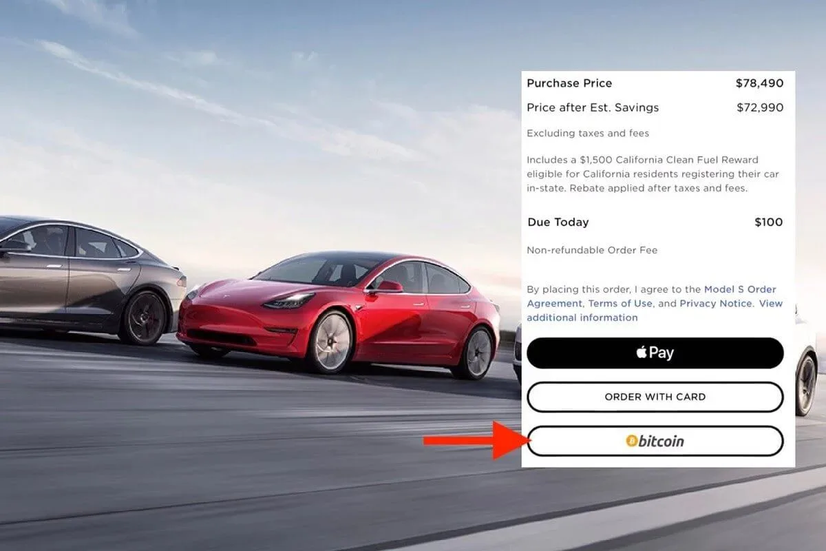Option to pay in BTC on Tesla website available in spring 2021