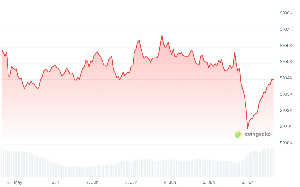 Bitcoin BTC Price Chart. Source: CoinGecko