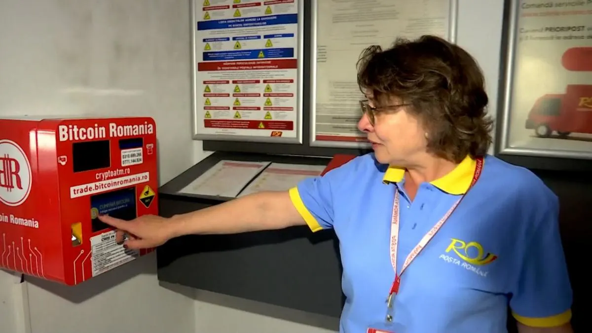 A Bitcoin Romania ATM inside the post office. Source: Poșta Română