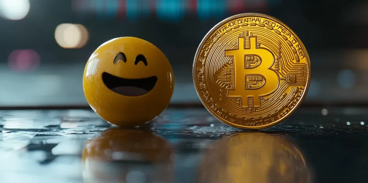 Bitcoin next to an emoji