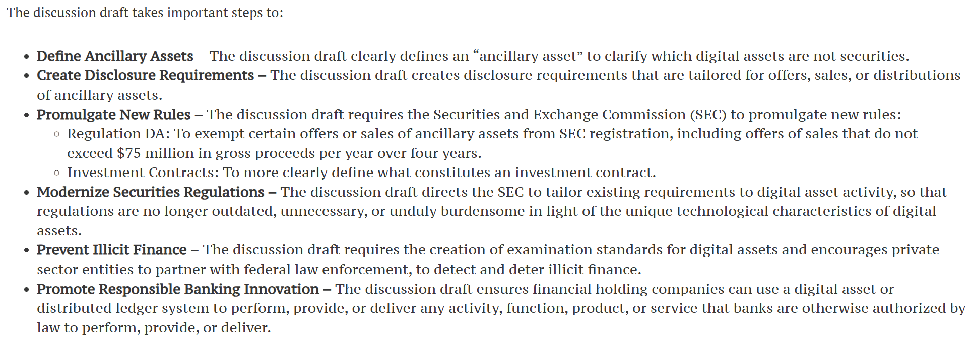 The discussion draft builds on the CLARITY Act. Source: banking.senate.gov