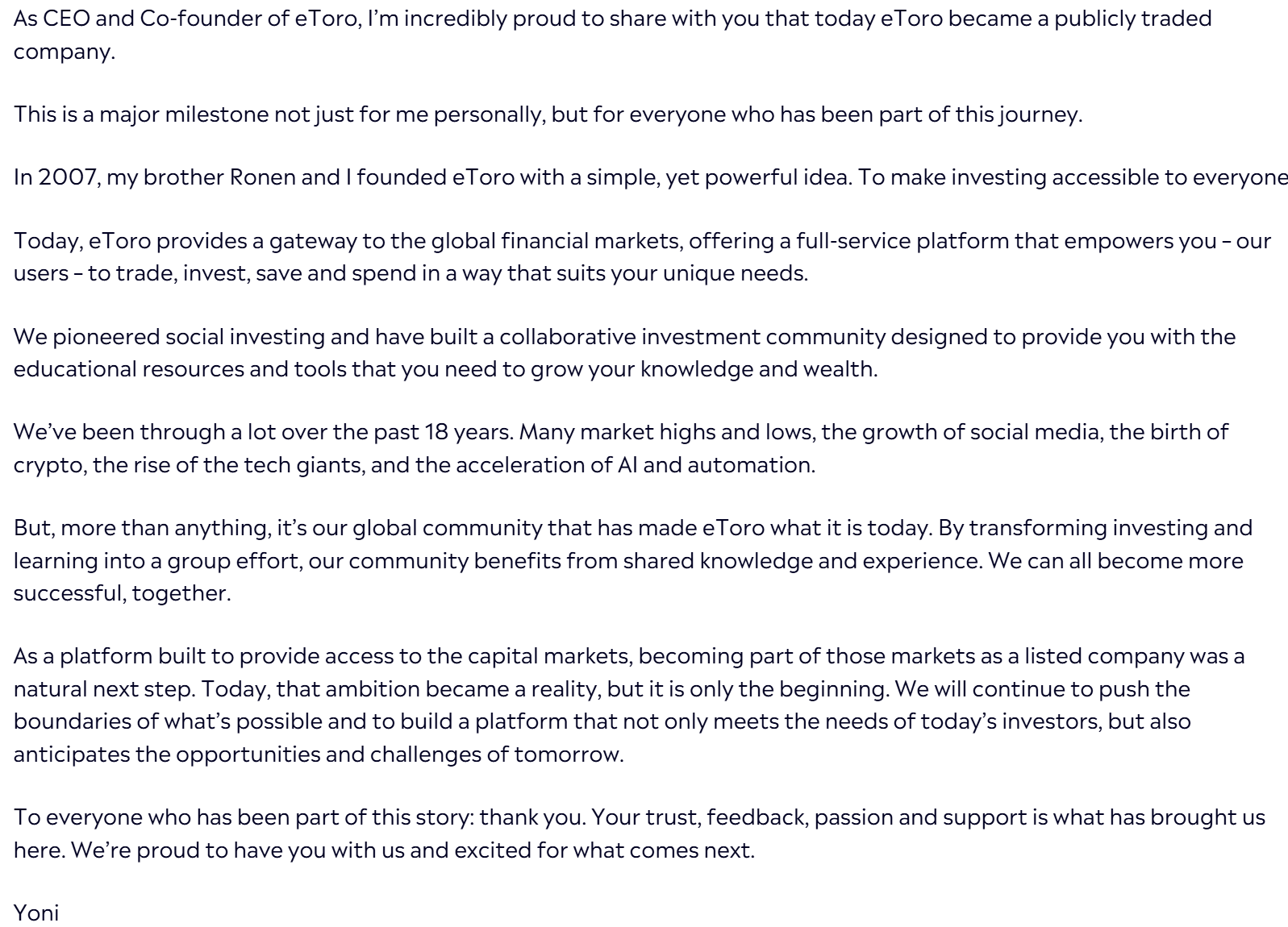 eToro's US market expansion and IPO.