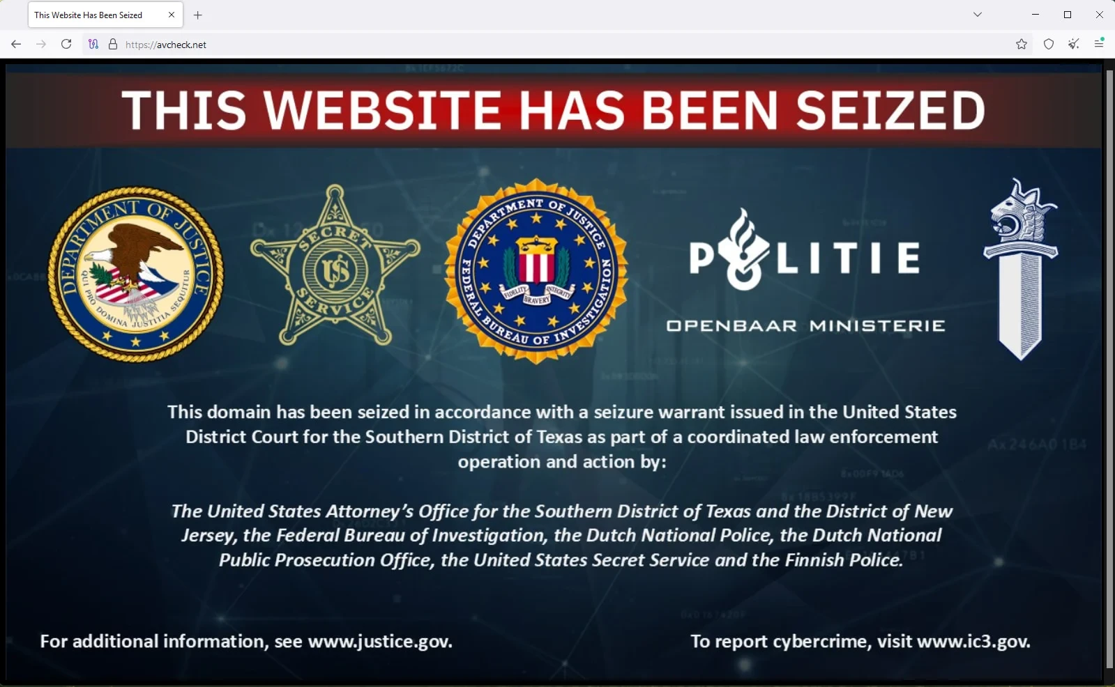 Notice of Domain Withdrawal. Source: Bleeping Computer.