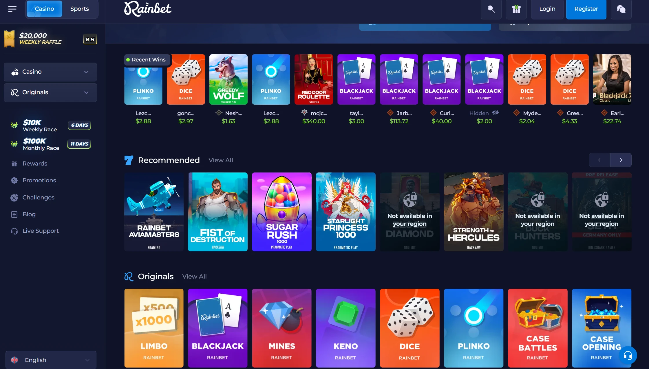 Rainbet - Crypto Casino & Sportsbook Homepage. Source: rainbet.com