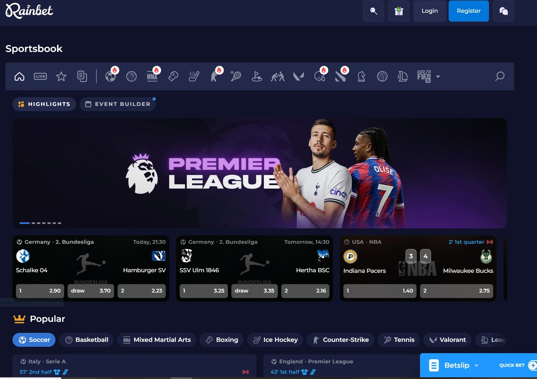 Rainbet's Sportsbook.
