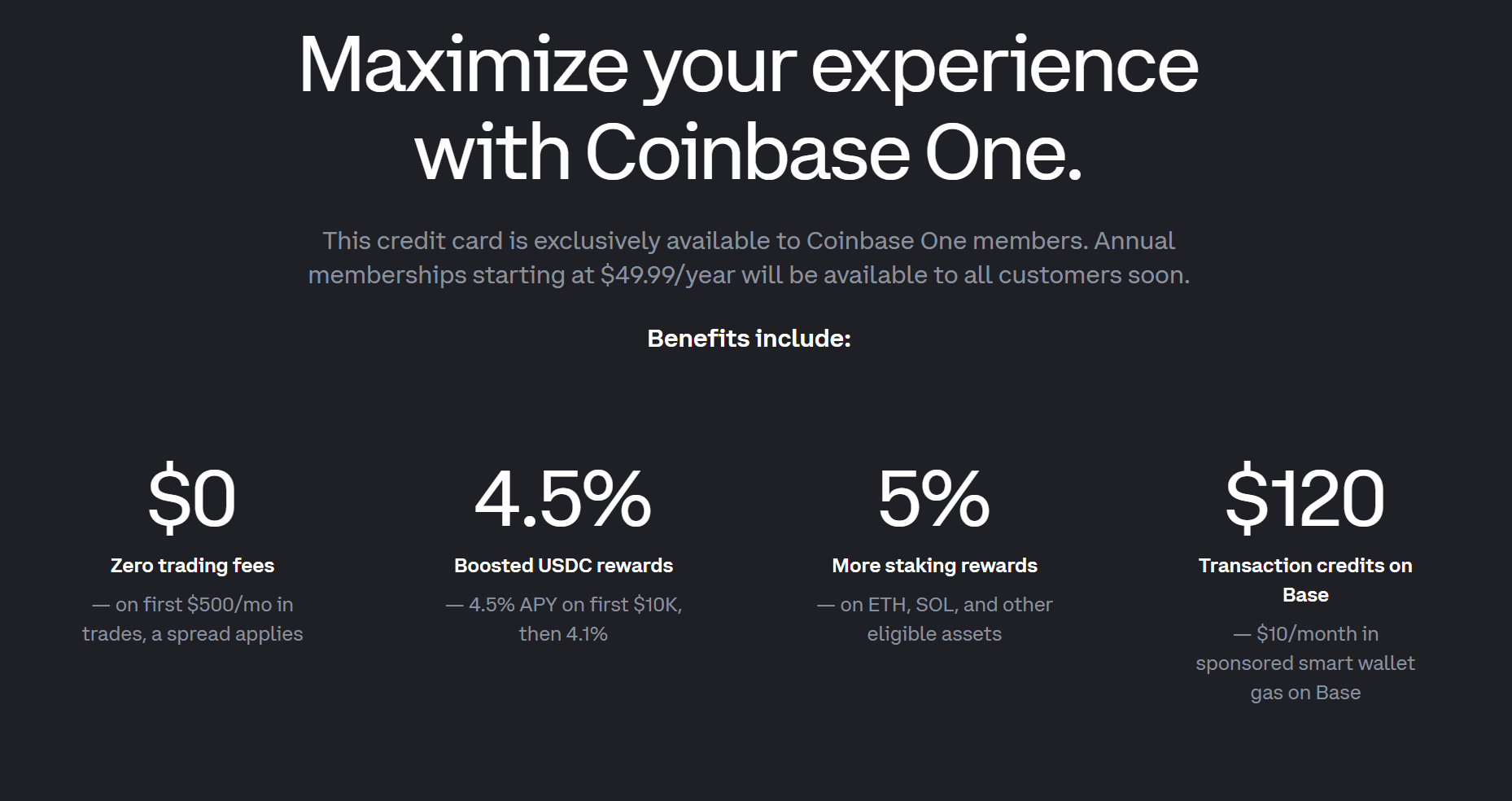Coinbase One Card/Terms. Source: coinbase