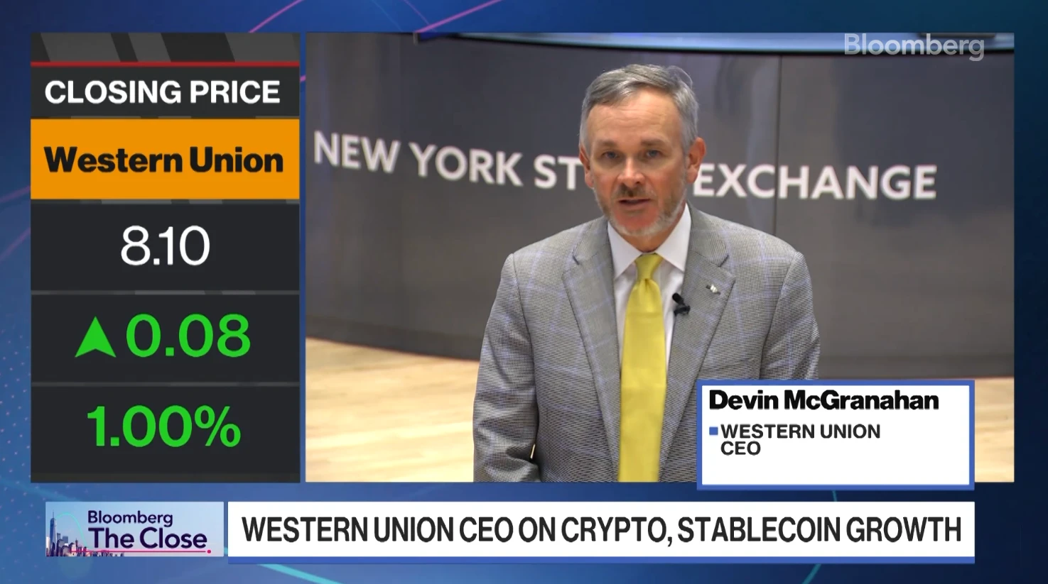 Stablecoin an opportunity, not a threat: Western Union CEO. Source: Bloomberg