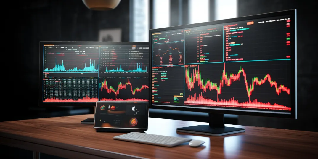 мониторинг курсов криптовалют на нескольких мониторах трейдера