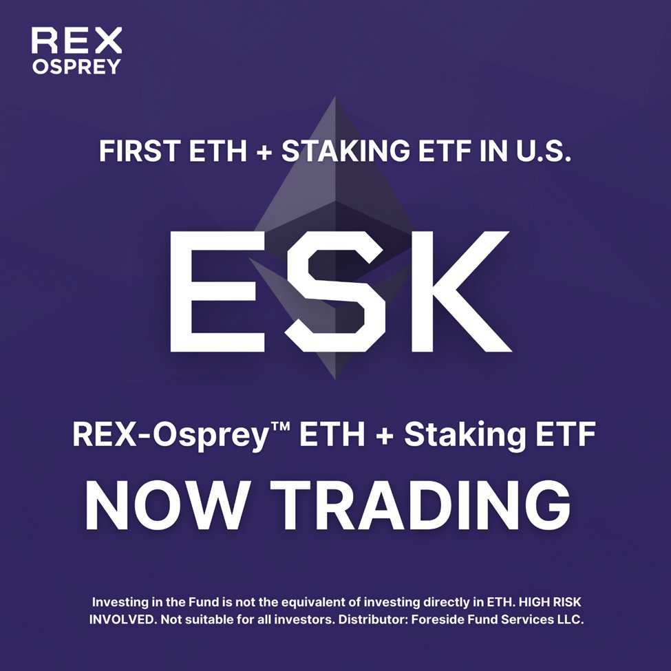 REX-Osprey Launches The First Ethereum Staking ETF